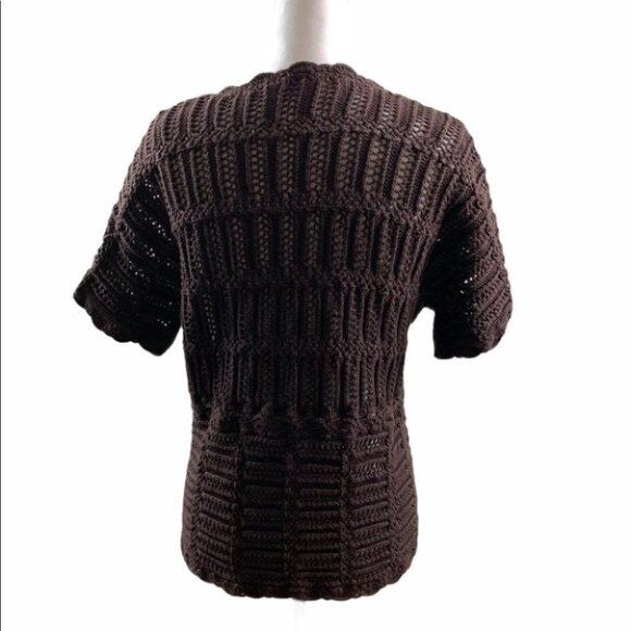 𝅺Short Sleeved Crocheted Cardigan Brown - Picture 5 of 6